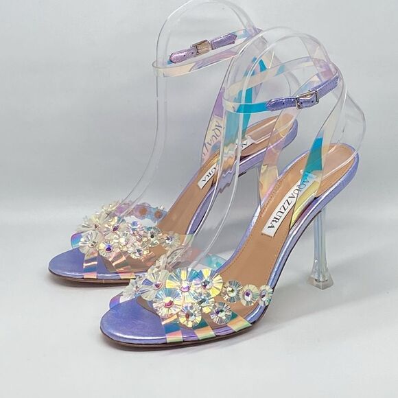 Aquazzura Meteorite PVC Embellished Ankle-Strap Sandals size 36 - Picture 4 of 15